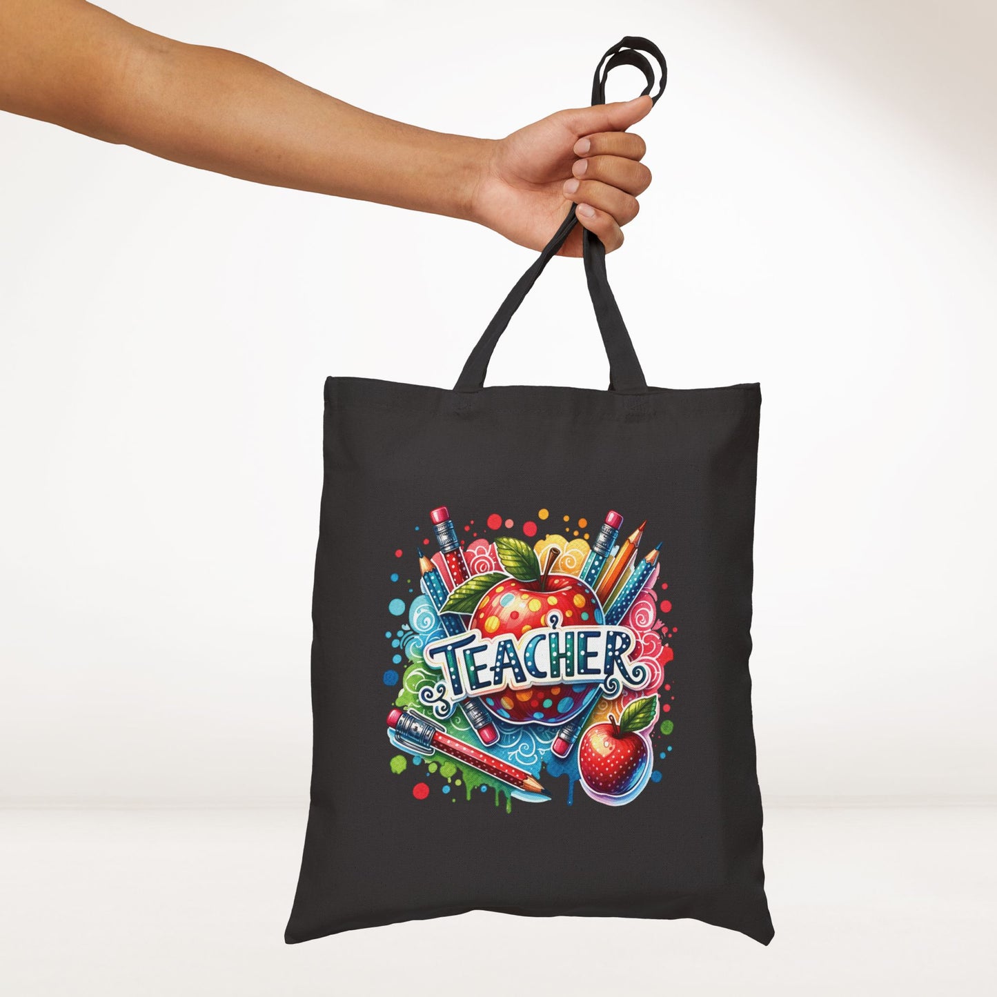 Colorful Teacher Canvas Tote Bag - Best Teacher Gift