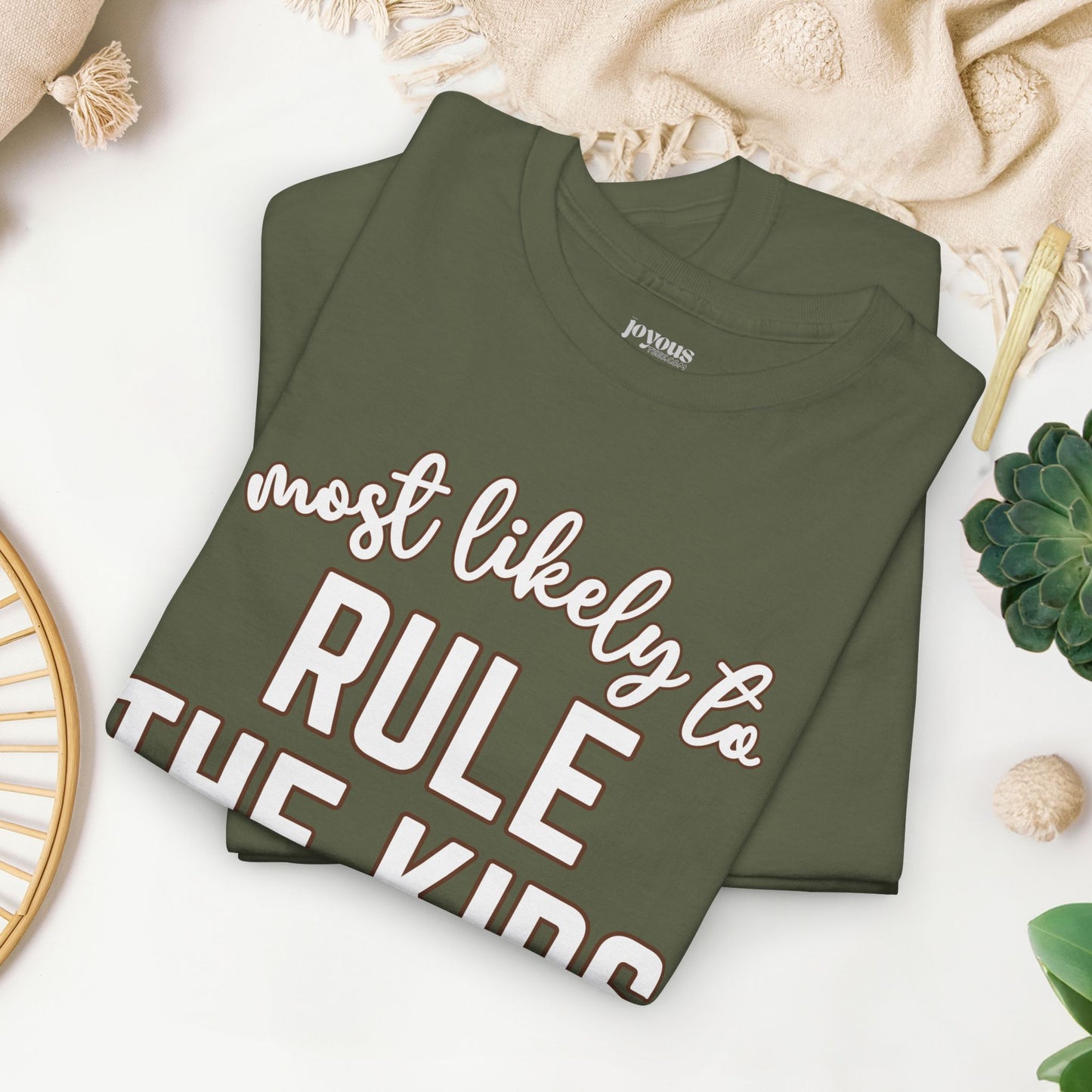 Funny Thanksgiving Shirt - Most Likely to Rule the Kids Table Heavy Cotton Tee