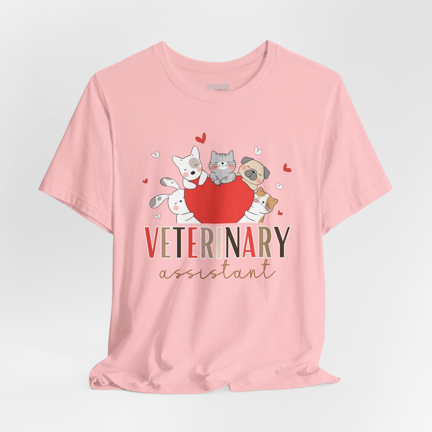 Veterinary Assistant Soft Cotton Tee with Cute Dogs and Cats for VET Assistant