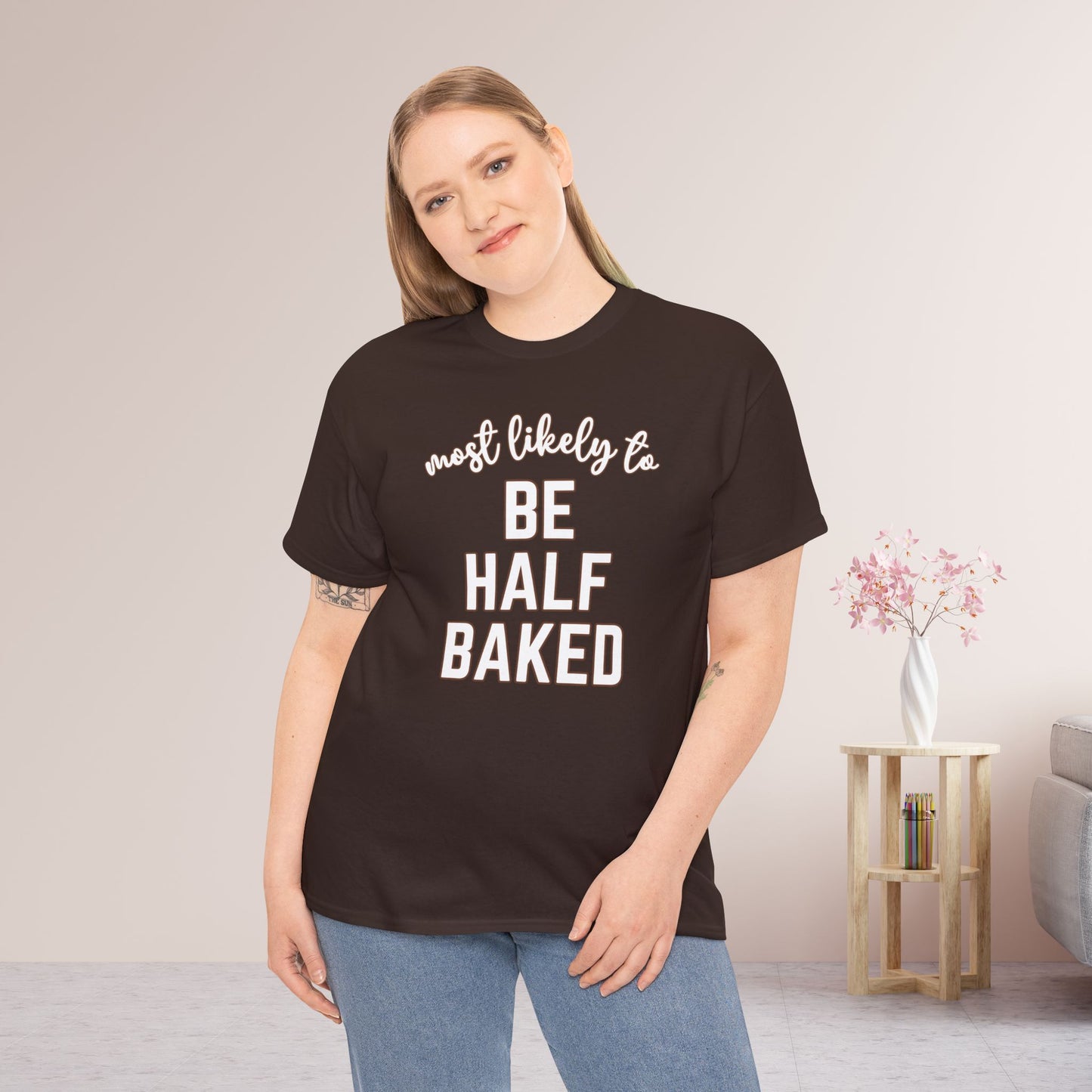 Funny Thanksgiving Shirt - Most Likely To Be Half Baked Heavy Cotton Tee