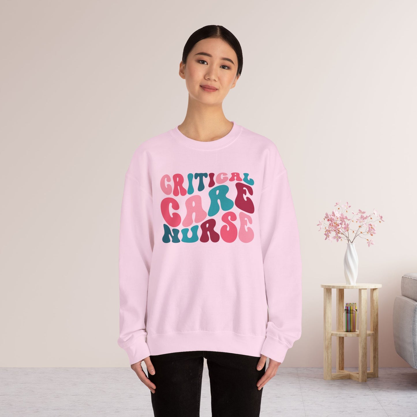 Groovy Colorful Critical Care Nurse Crewneck Sweatshirt