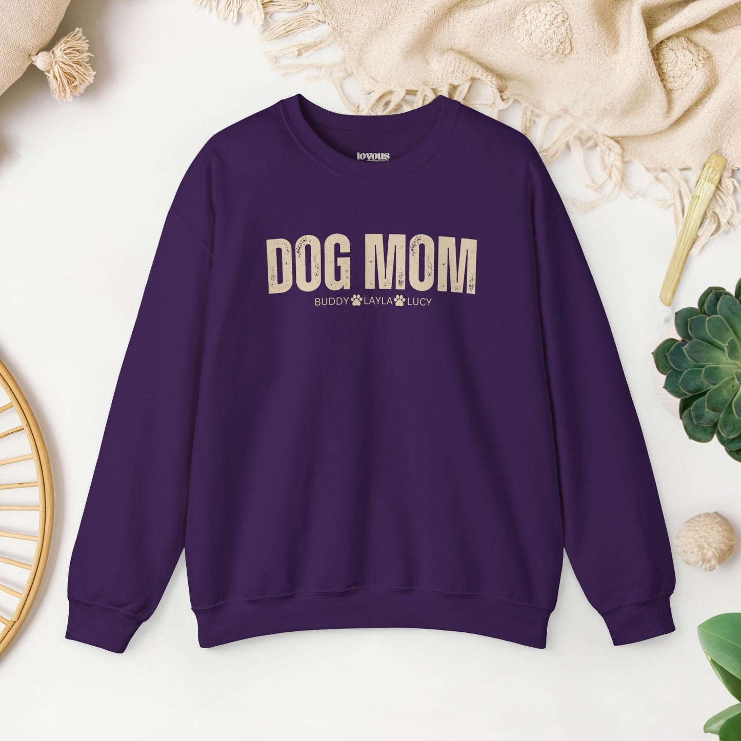 Custom Dog Mom Sweatshirt with Dogs Name - Personalized Gift for Dog Mom