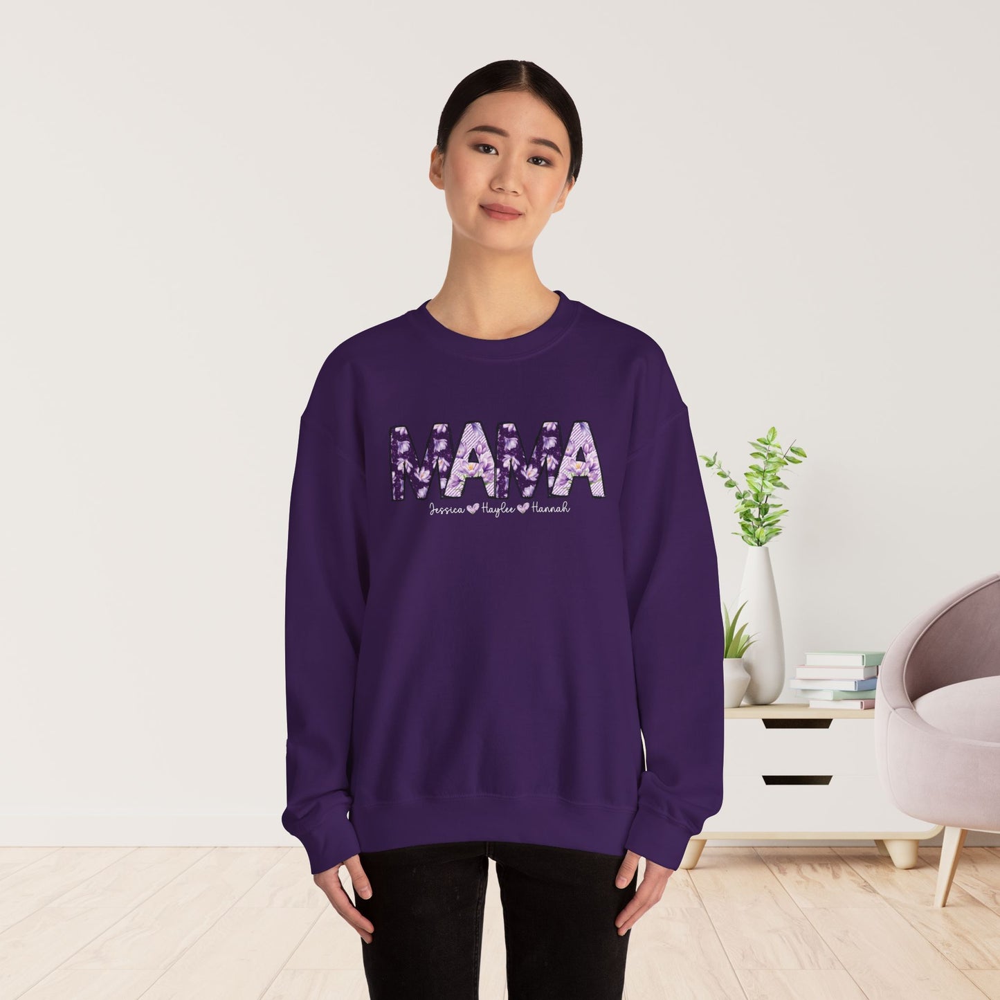 Custom Mama Sweatshirt with Kids Name - Personalized Gift for Mom