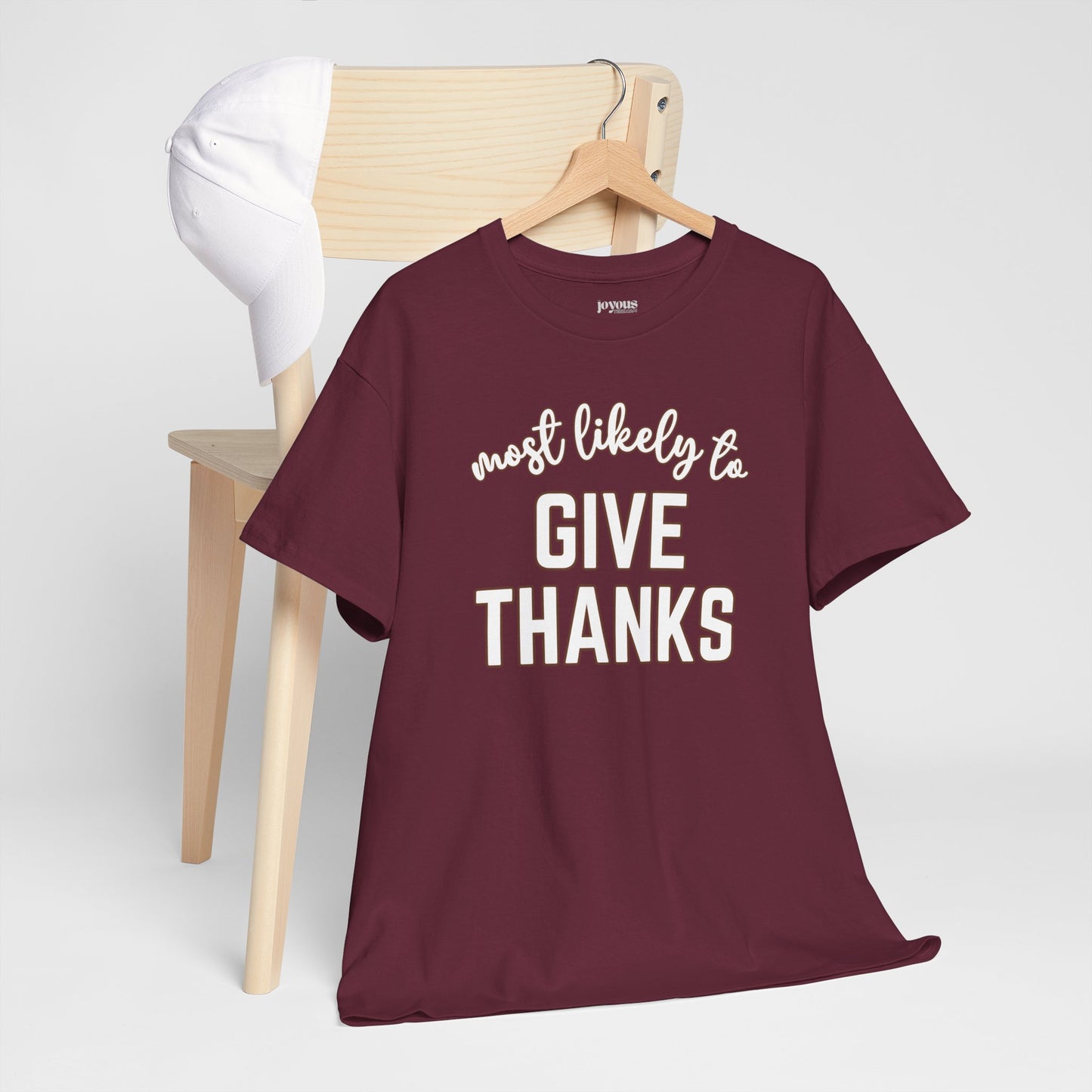 Funny Thanksgiving Shirt - Most Likely To Give Thanks Heavy Cotton Tee