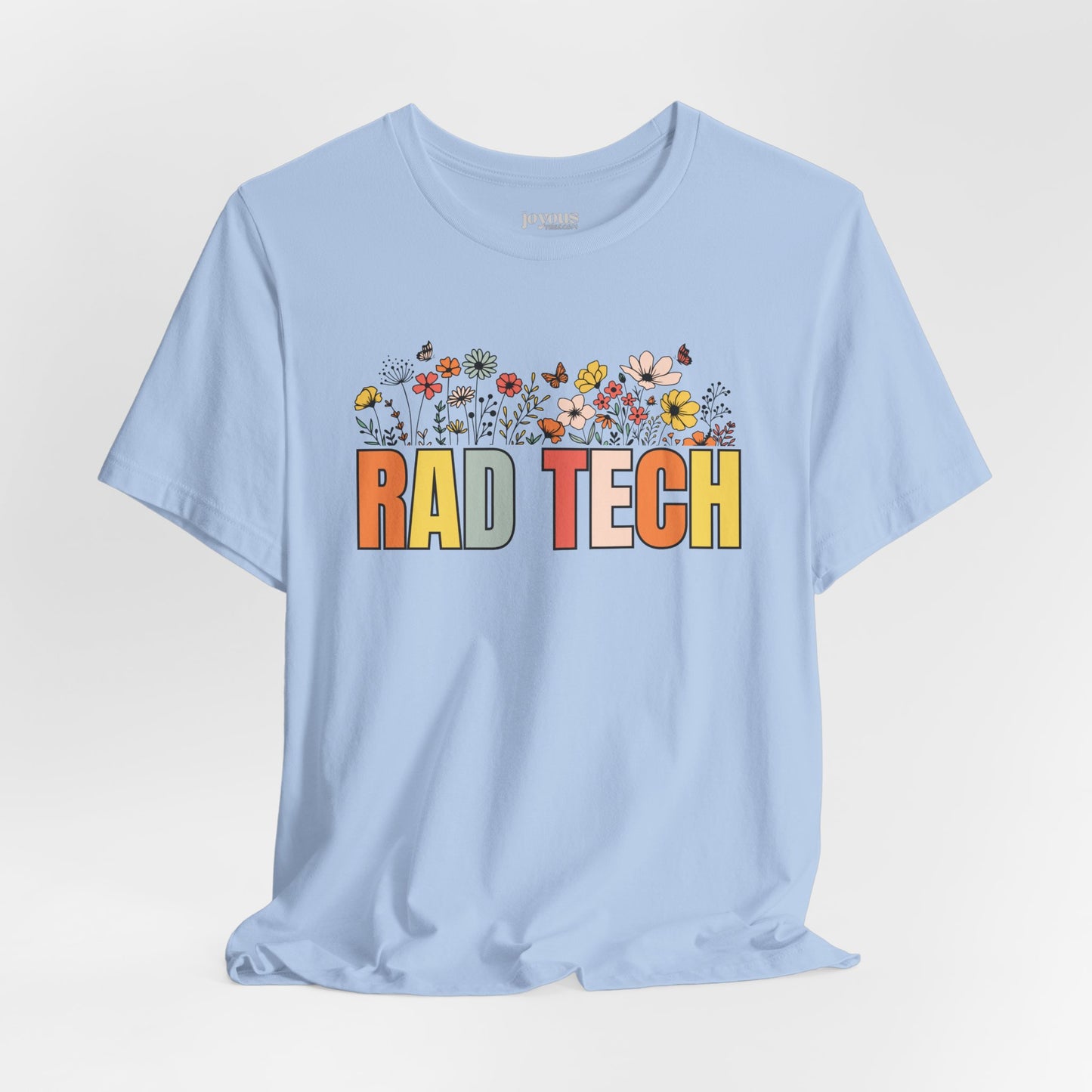 Rad Tech Soft Cotton Tee with Spring Flowers for Radiology Technician