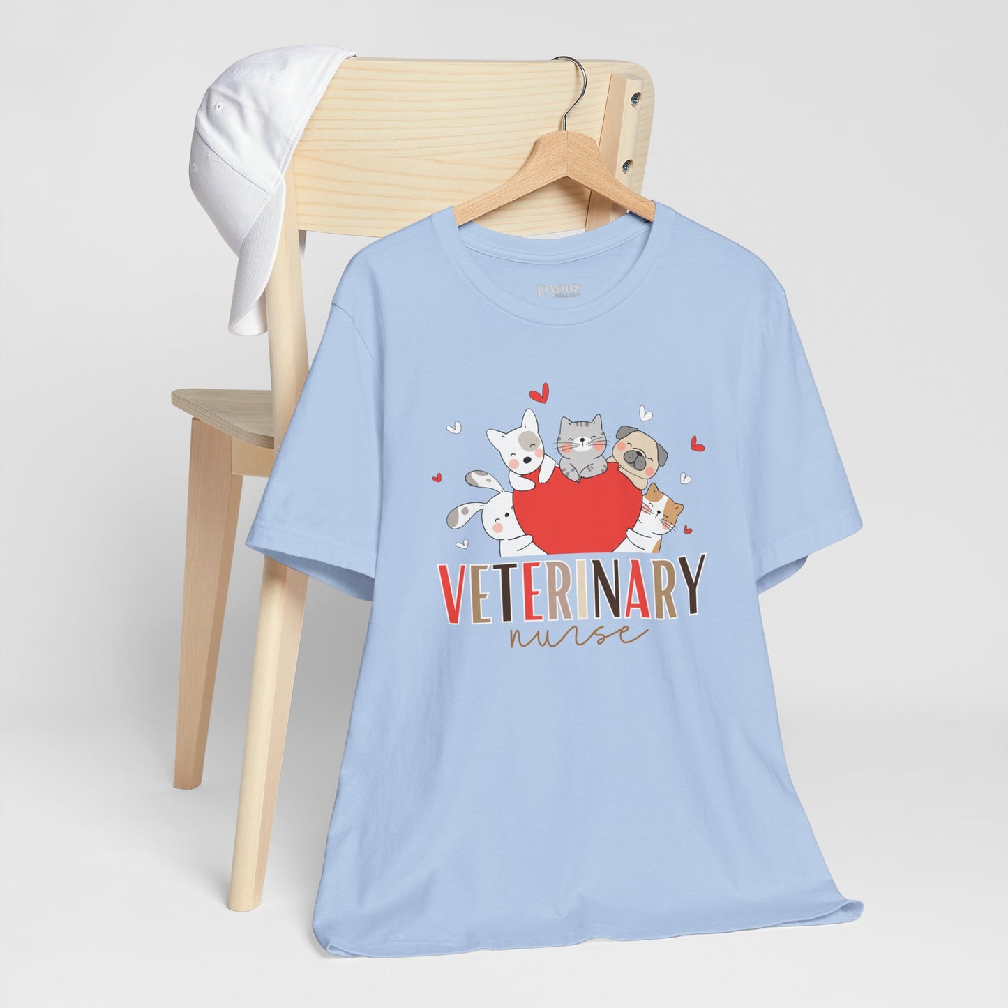 Cute Veterinary Nurse Soft Cotton Tee with Dogs and Cats for VET Nurse