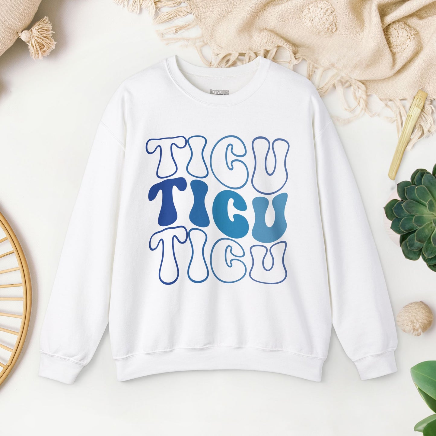 Groovy Blue TICU Sweatshirt - Trauma ICU Nurse Sweater