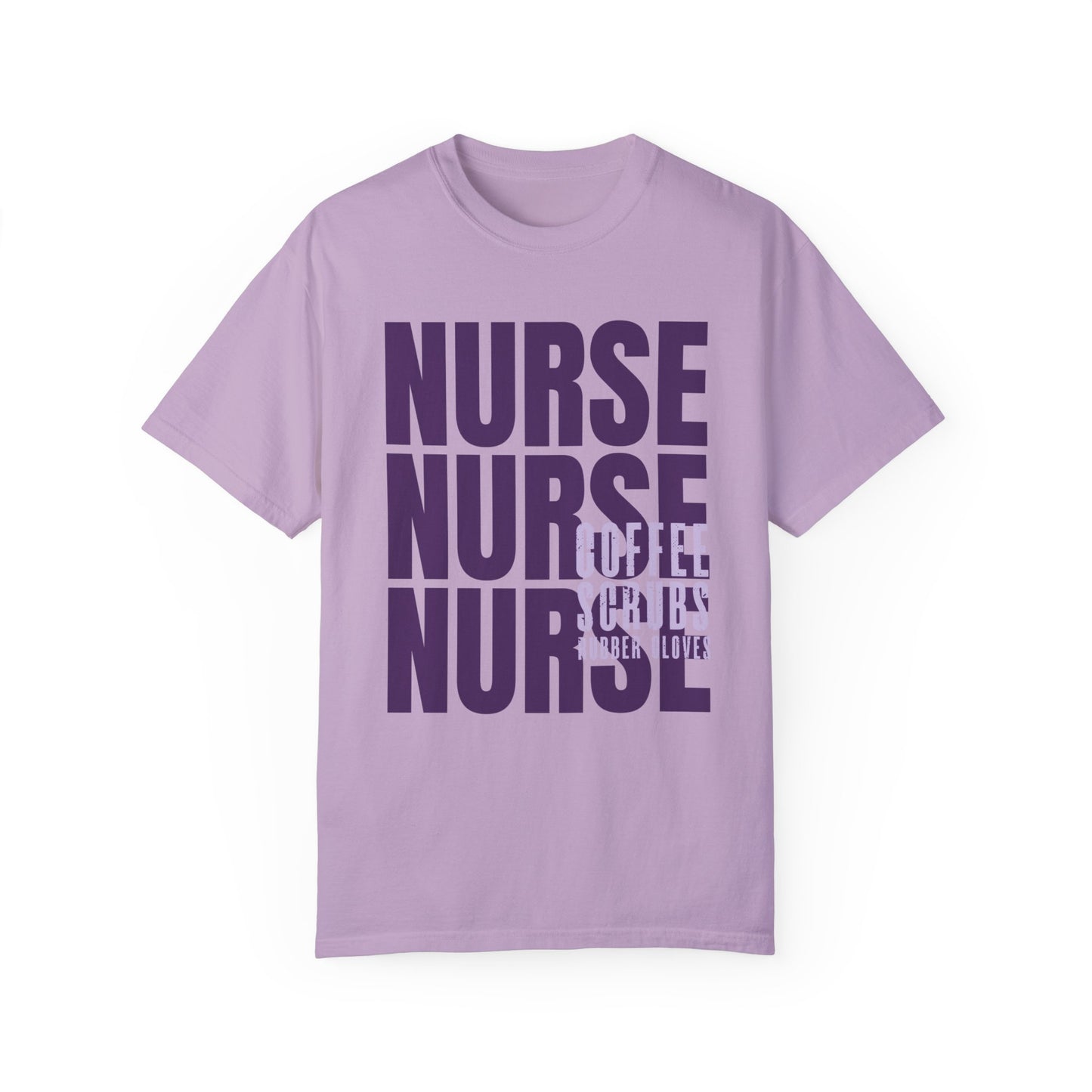 Purple Comfort Colors Nurse Shirt - Coffee Scrubs Rubber Gloves Shirt