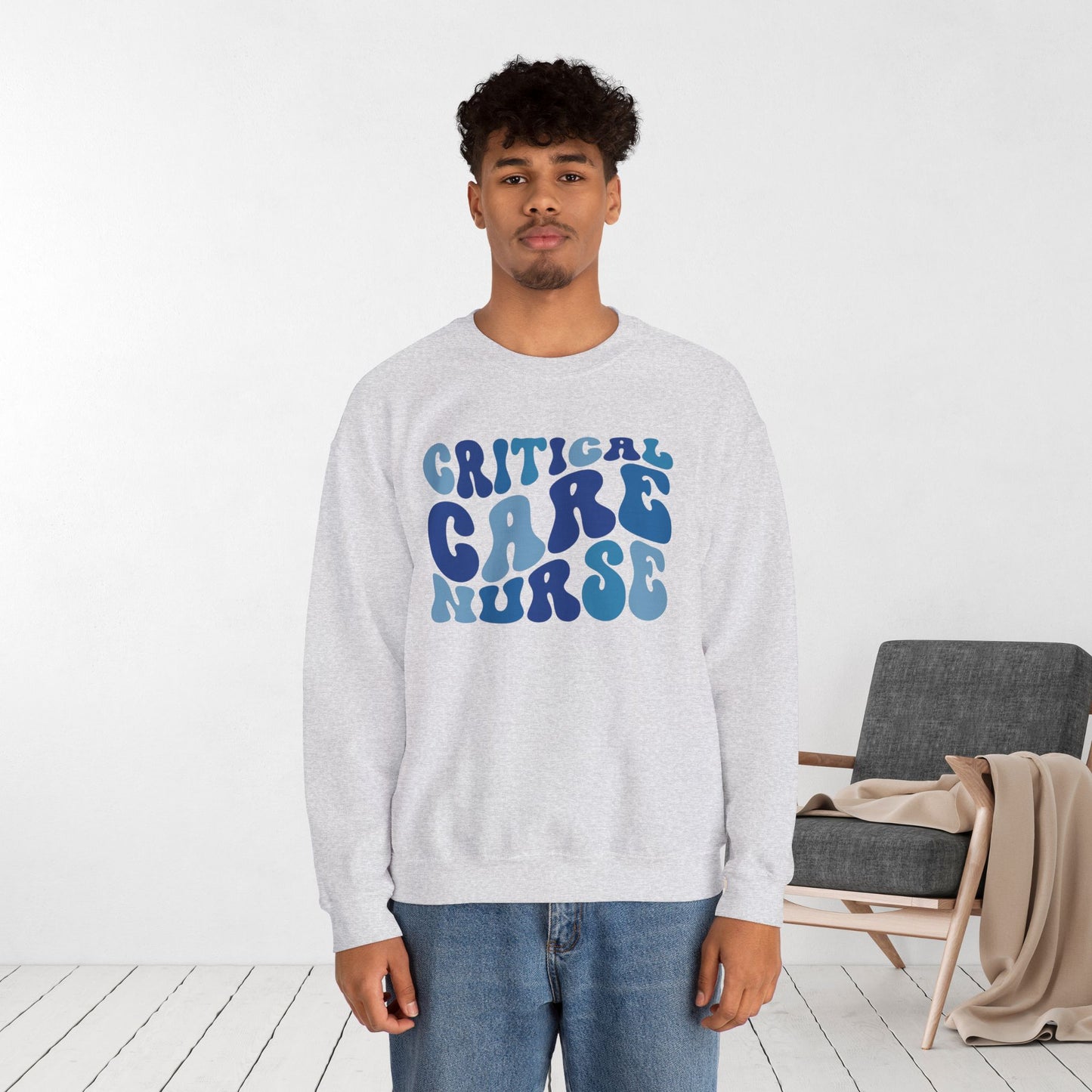 Groovy Blue Critical Care Nurse Sweatshirt