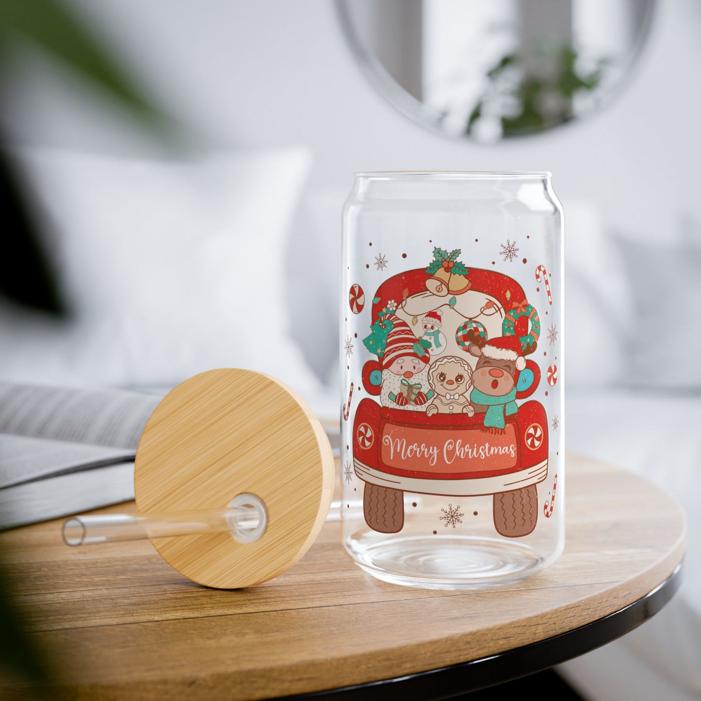 Merry Christmas Retro Christmas Sipper Glass - Best Christmas Gift