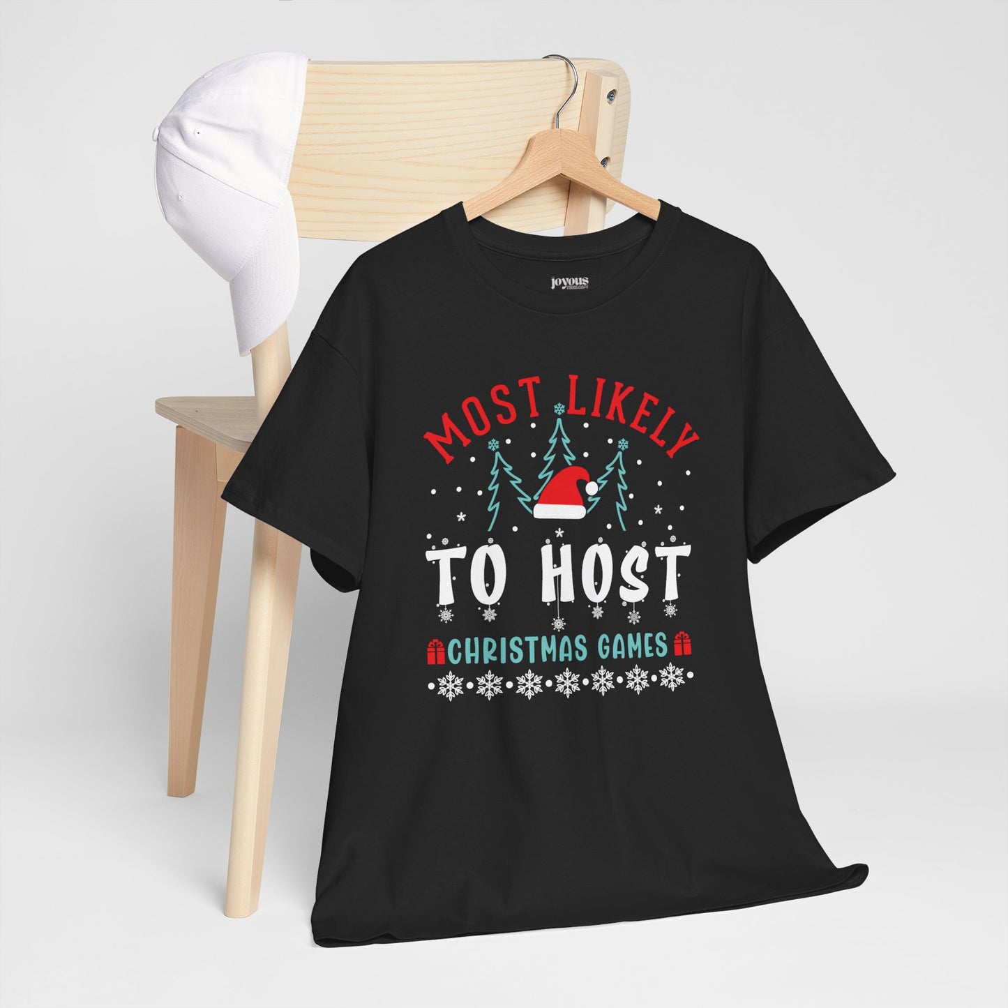 Most Likely To Host Christmas Games Funny Christmas Shirt - Matching Family Christmas Heavy Cotton Tee