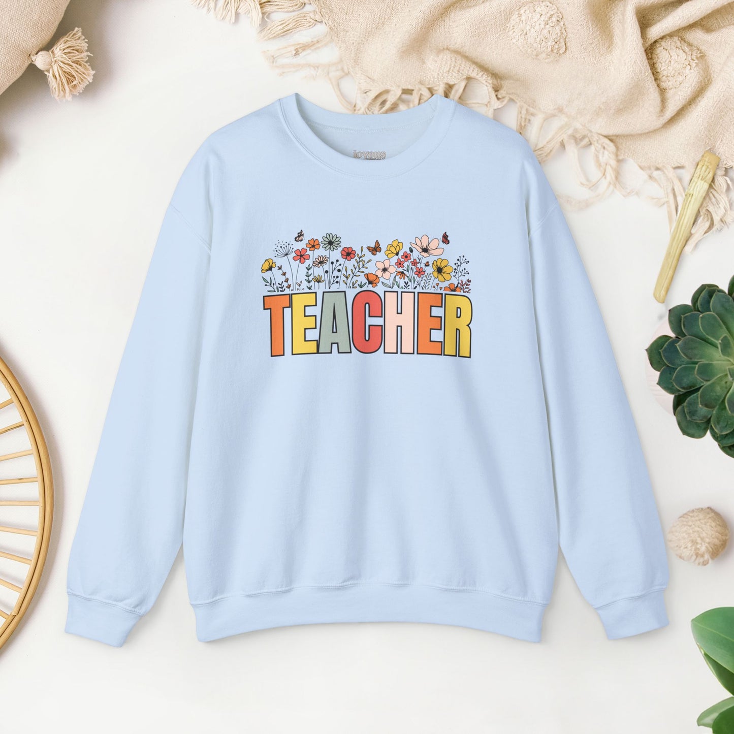 Teacher Sweatshirt with Spring Flowers for School Teachers