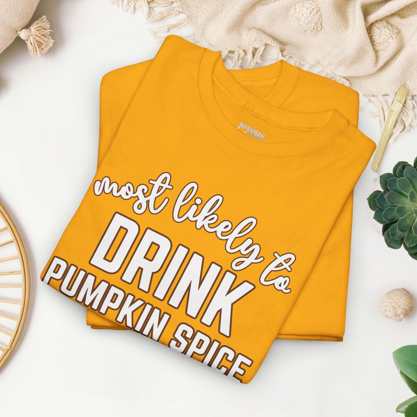 Funny Thanksgiving Shirt - Most Likely to Drink Pumpkin Spice Lattes Heavy Cotton Tee