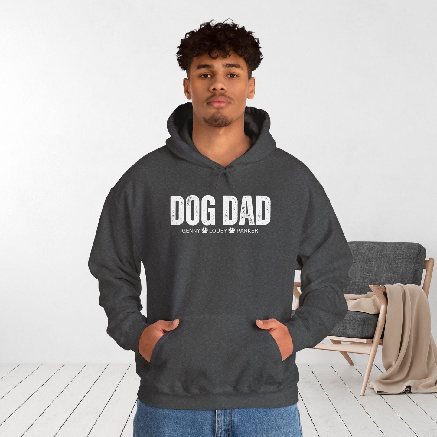 Custom Dog Dad Hoodie with Dogs Name - Personalized Gift for Dog Dad