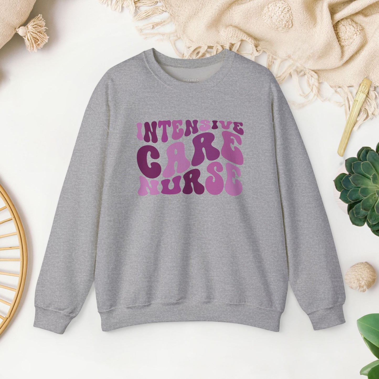 Groovy Purple ICU Nurse Crewneck Sweatshirt