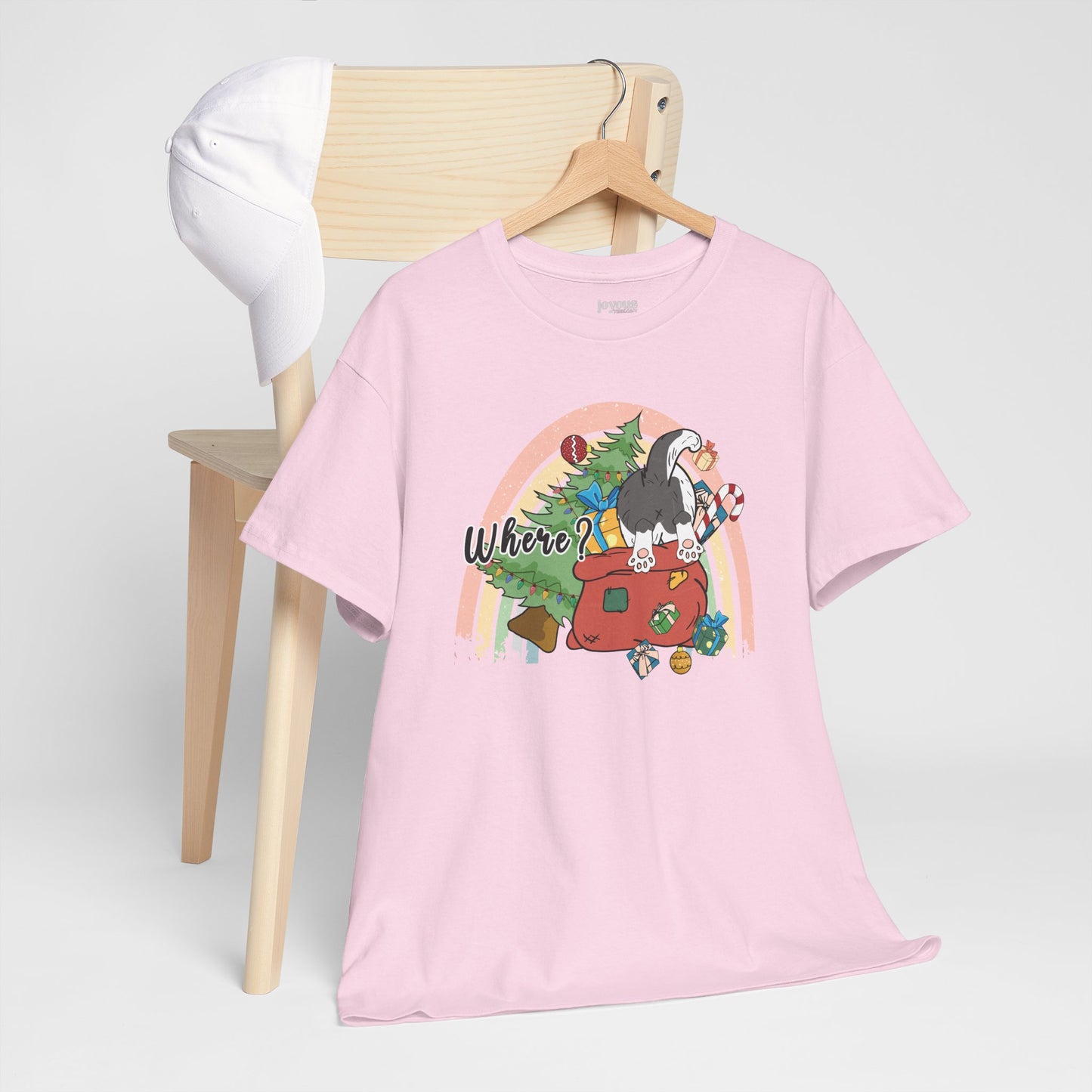 Where? Funny Cat Christmas Heavy Cotton Tee - Cat Lovers Christmas Gift