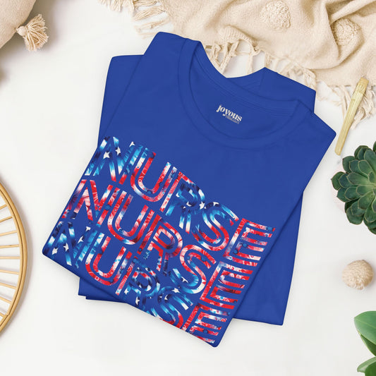 Wavy Patriotic Nurse Shirt - 4th of July Nurse Soft Cotton Tee