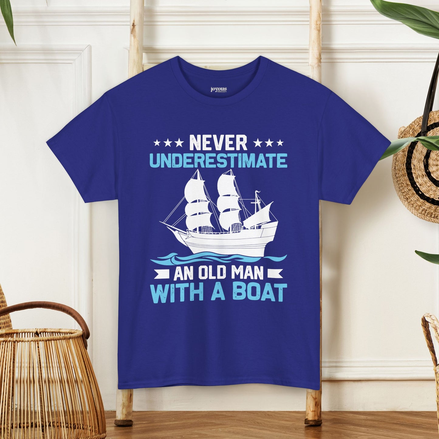 Old Man with a Boat T-Shirt - Funny Sailing Heavy Cotton Tee