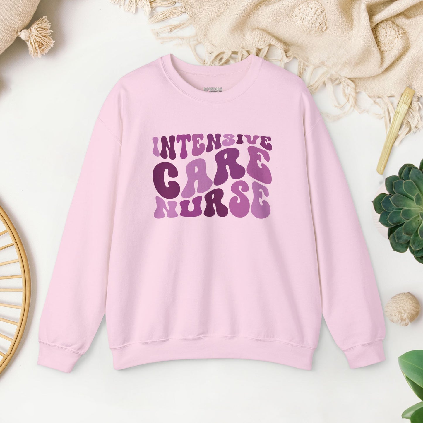 Groovy Purple ICU Nurse Crewneck Sweatshirt