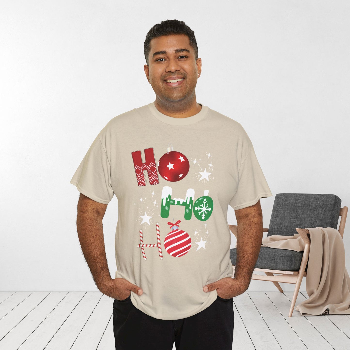 Ho Ho Ho Christmas Shirt - Matching Family Christmas Heavy Cotton Tee