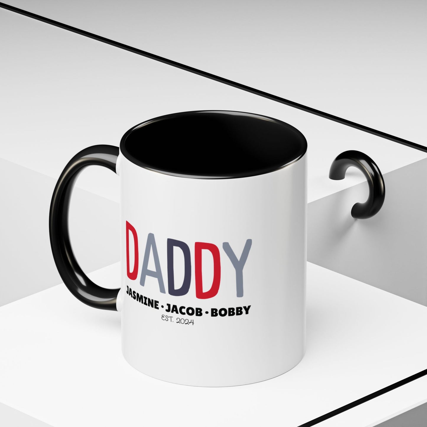 Personalized Daddy Coffee Mug with Kids Names - Custom Dad Gifts for Father's Day