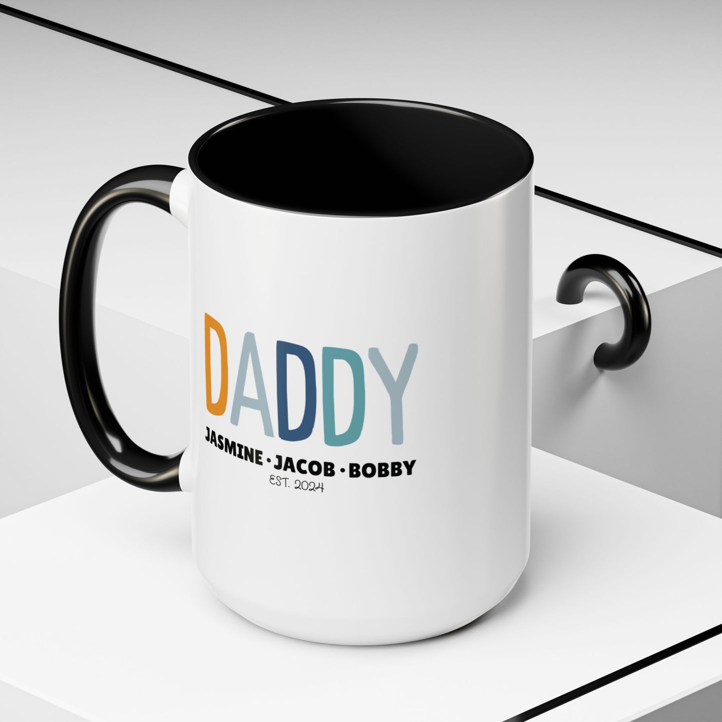 Personalized Daddy Coffee Mug with Kids Names - Custom Dad Gifts for Father's Day