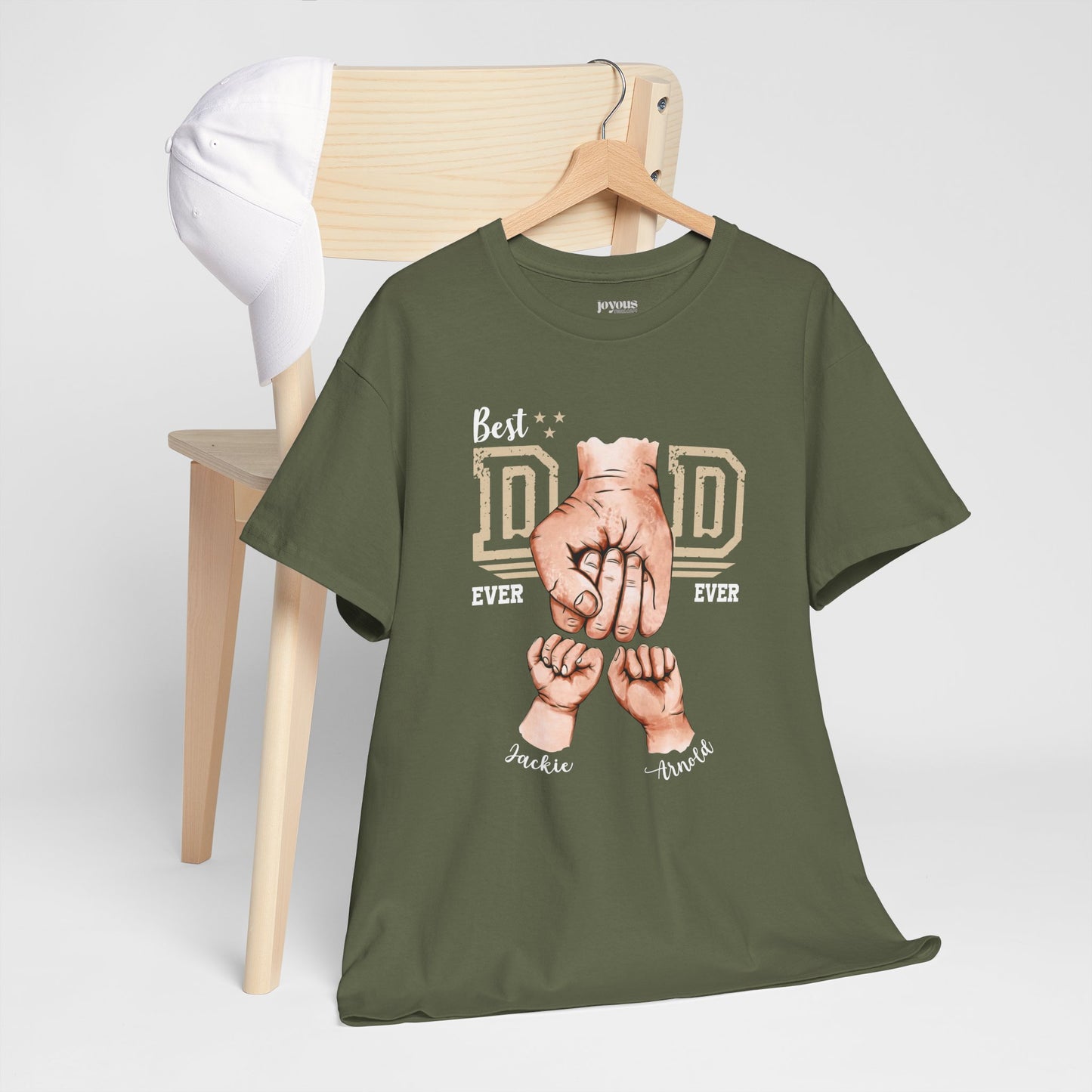 Custom Dad Heavy Cotton Tee with Kids Name - Personalized Gift for Dad