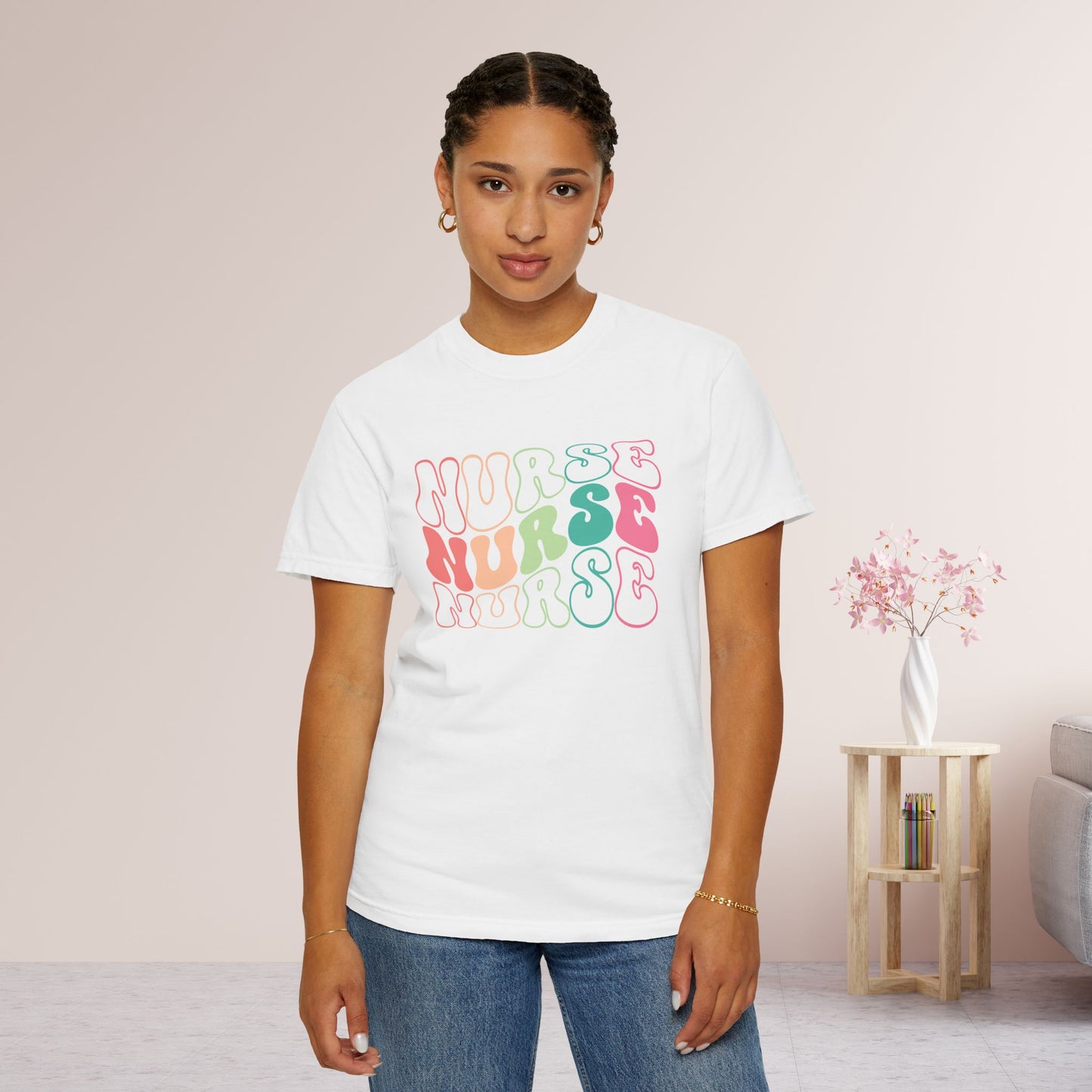 Groovy Colorful Comfort Colors Nurse Shirt