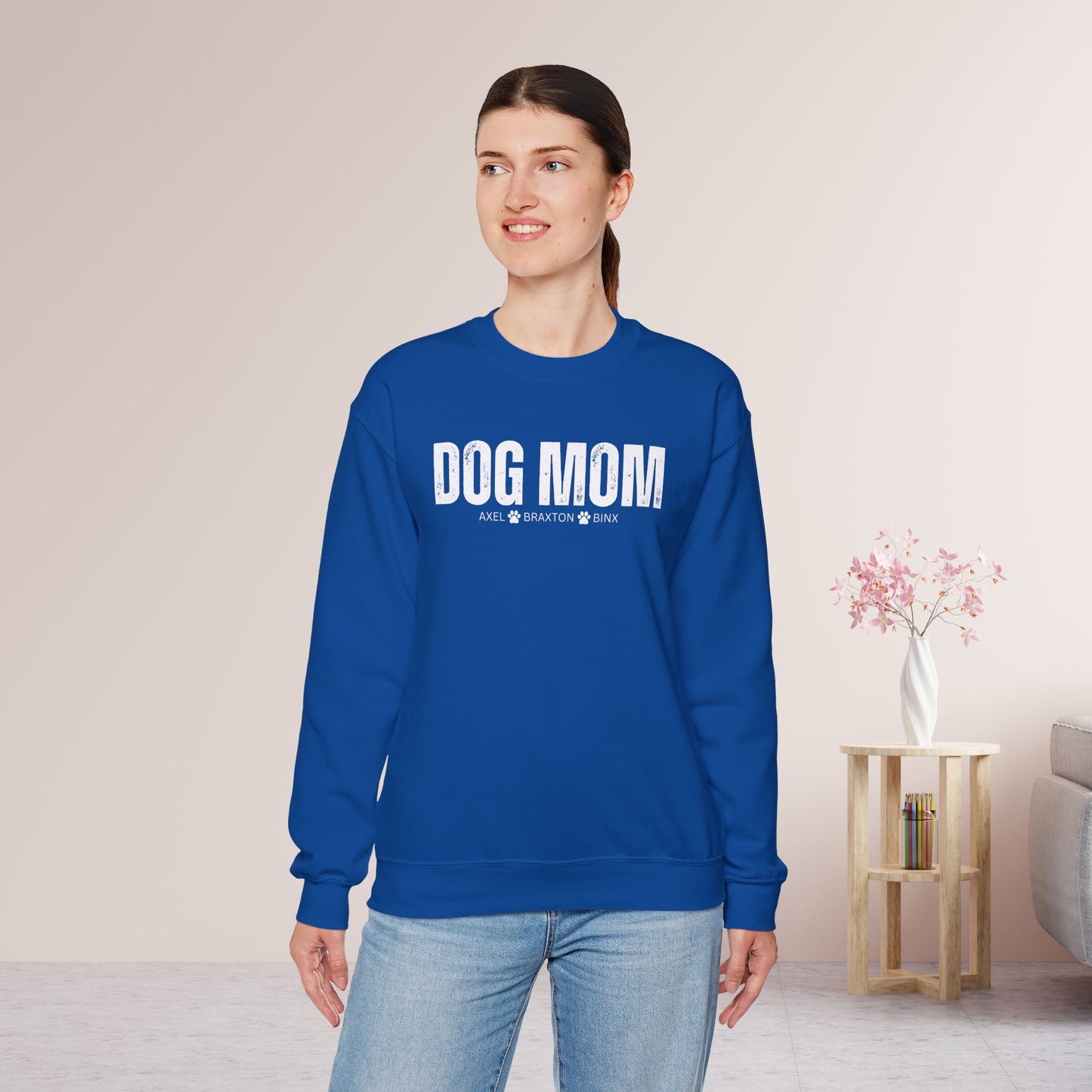 Custom Dog Mom Sweatshirt with Dogs Name - Personalized Gift for Dog Mom