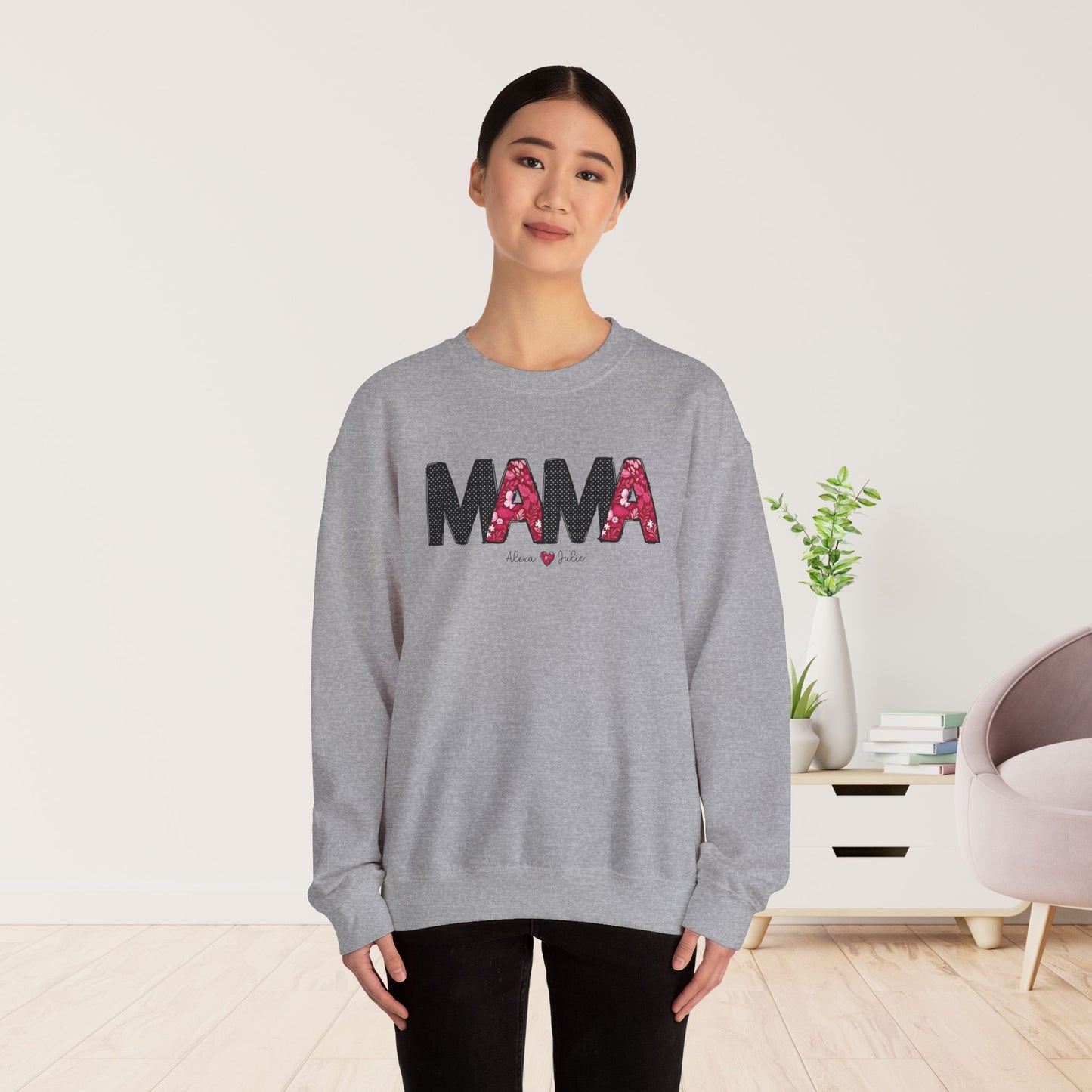 Custom Mama Sweatshirt with Kids Name - Personalized Gift for Mom