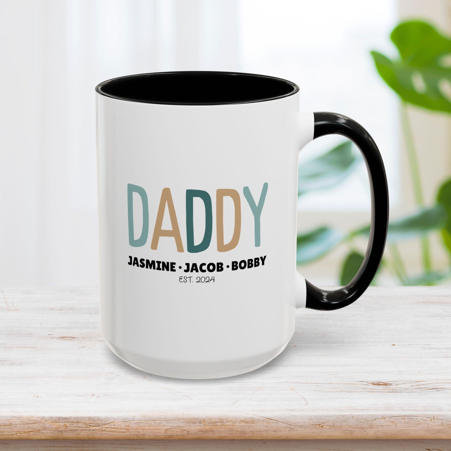 Personalized Daddy Coffee Mug with Kids Names - Custom Dad Gifts for Father's Day