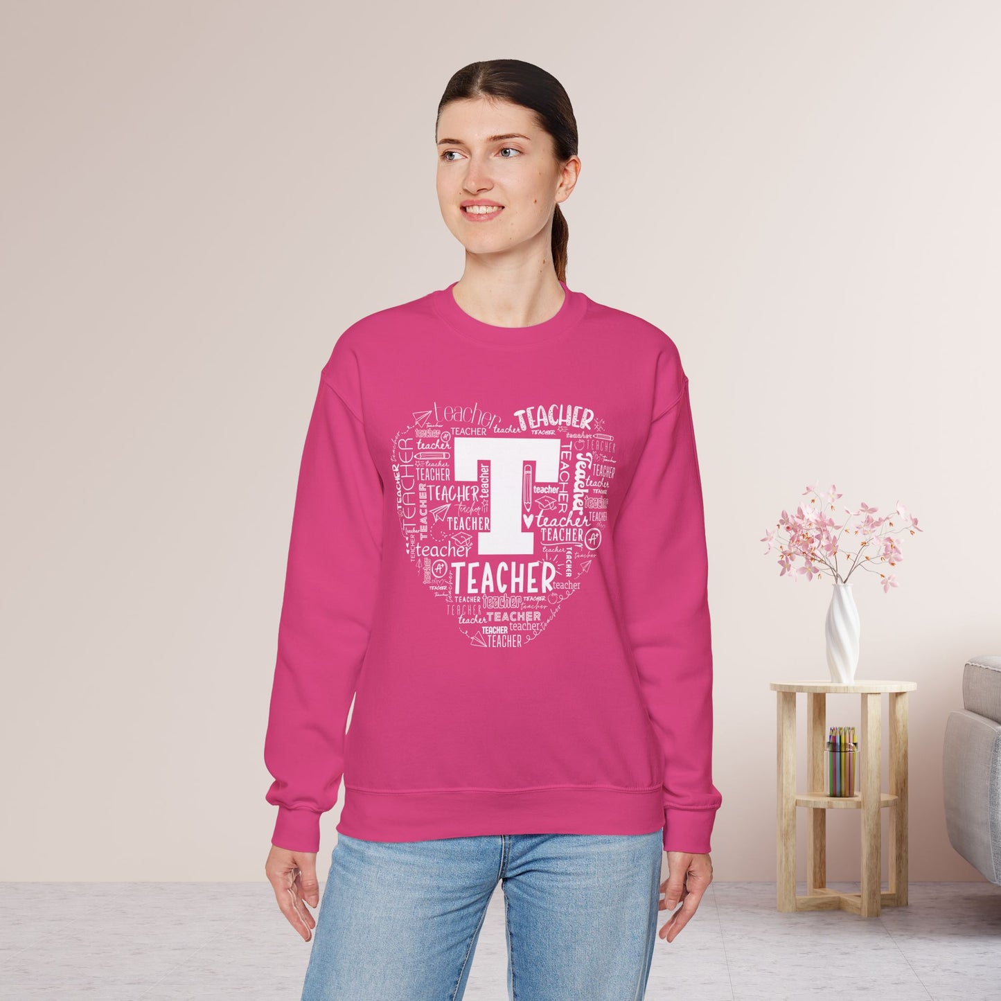 Hot Pink Teacher Sweatshirt for School Teachers