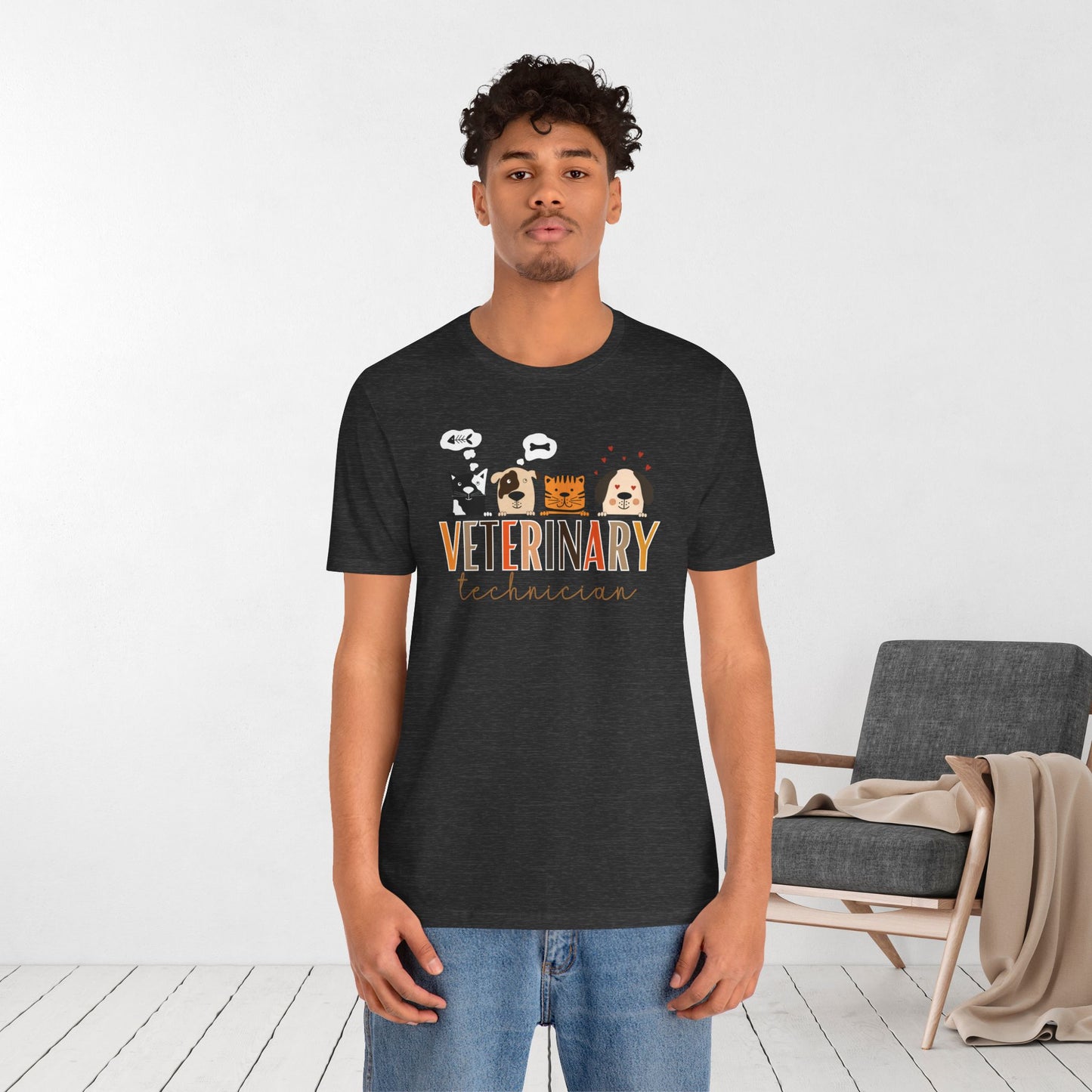 Veterinary Technician Soft Cotton Tee with Cute Dogs and Cats for VET Technician