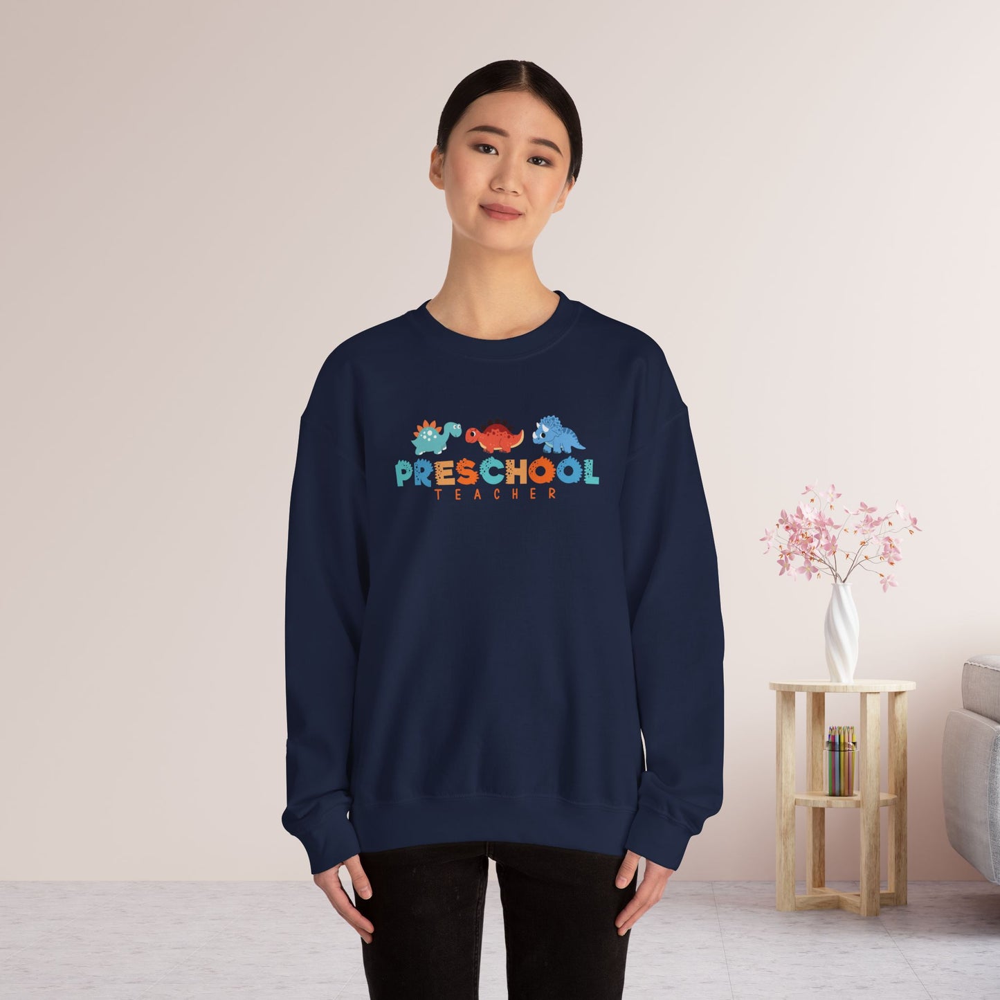 Preschool Teacher Sweatshirt with Dinosaurs