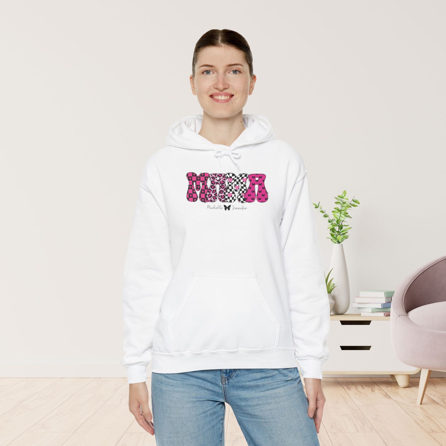 Custom Mama Hoodie with Kids Name - Personalized Gift for Mom