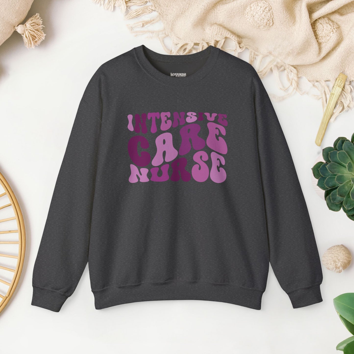 Groovy Purple ICU Nurse Crewneck Sweatshirt