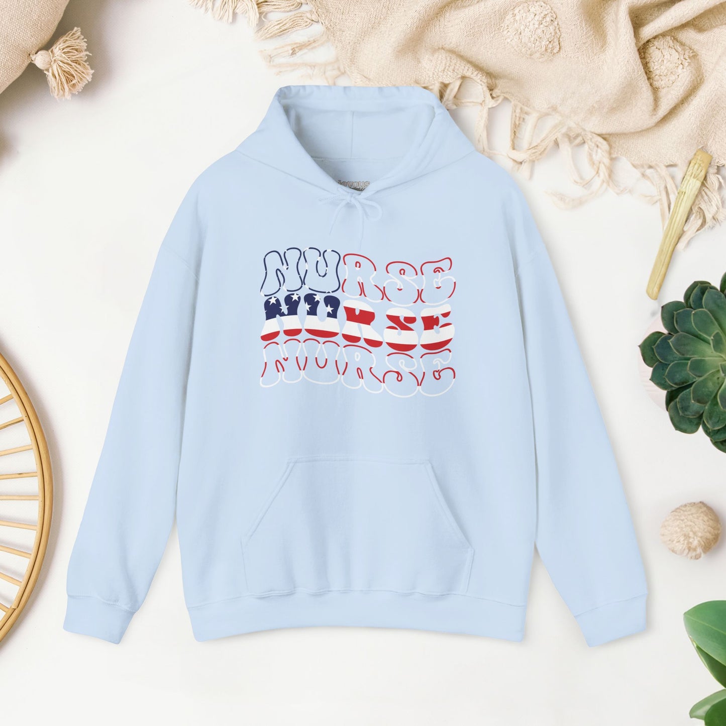 Groovy Patriotic Nurse Hoodie - 4th of July Nurse Hoodie