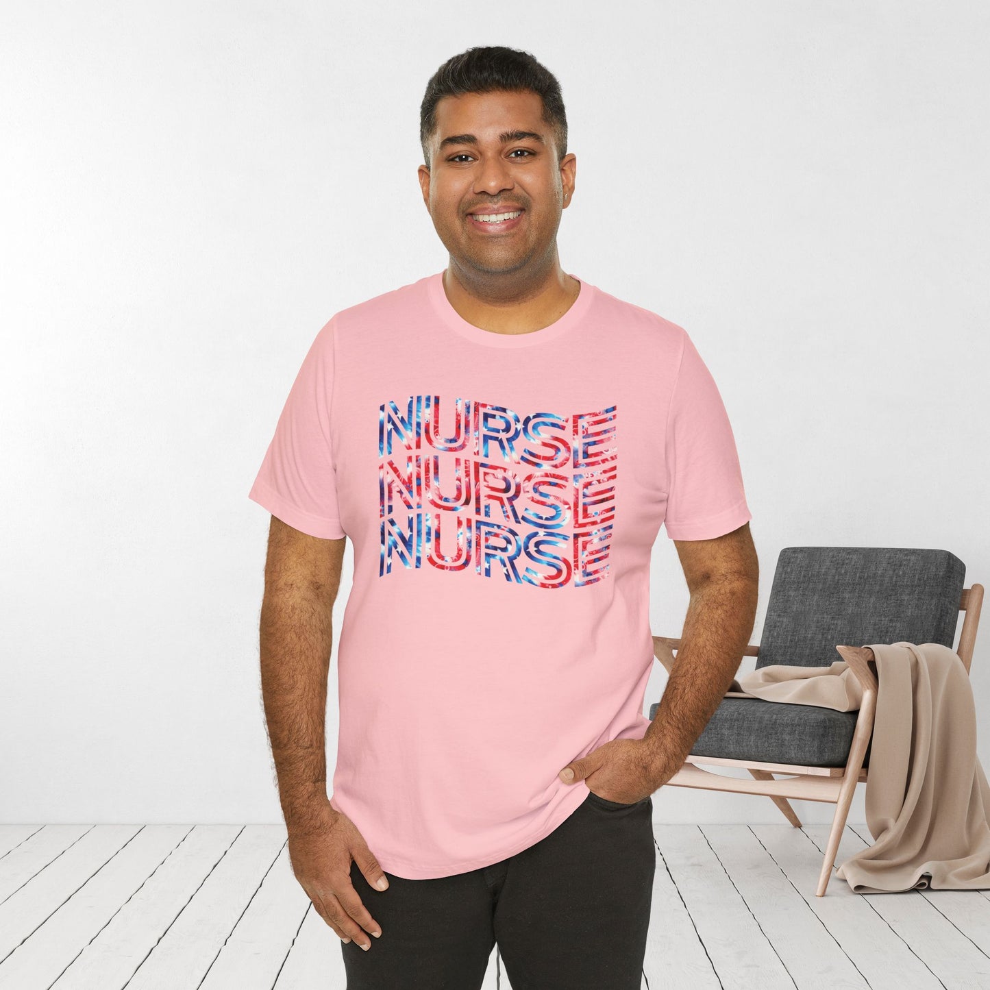 Wavy Patriotic Nurse Shirt - 4th of July Nurse Soft Cotton Tee