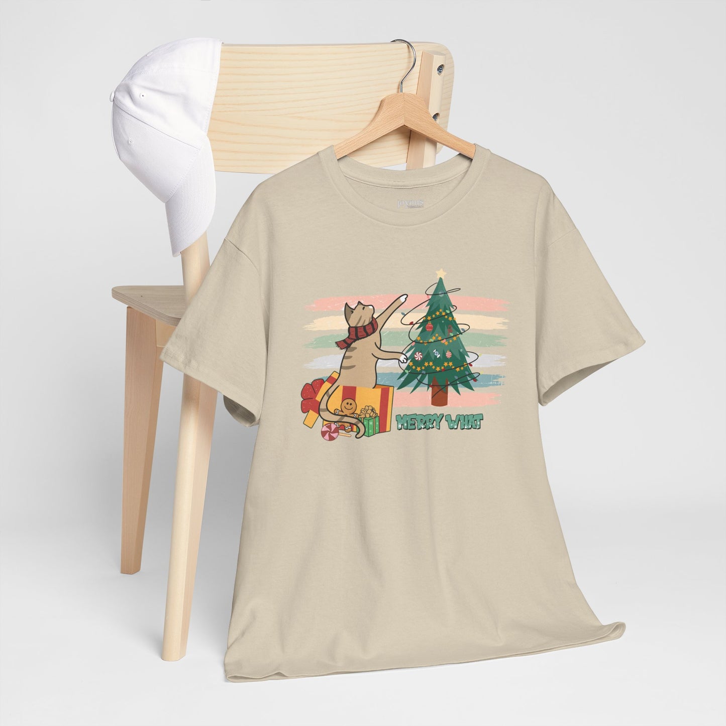 Merry What Funny Cat Christmas Heavy Cotton Tee - Cat Lovers Christmas Gift