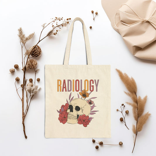 Floral Radiology Canvas Tote Bag - Best Radiology Gift