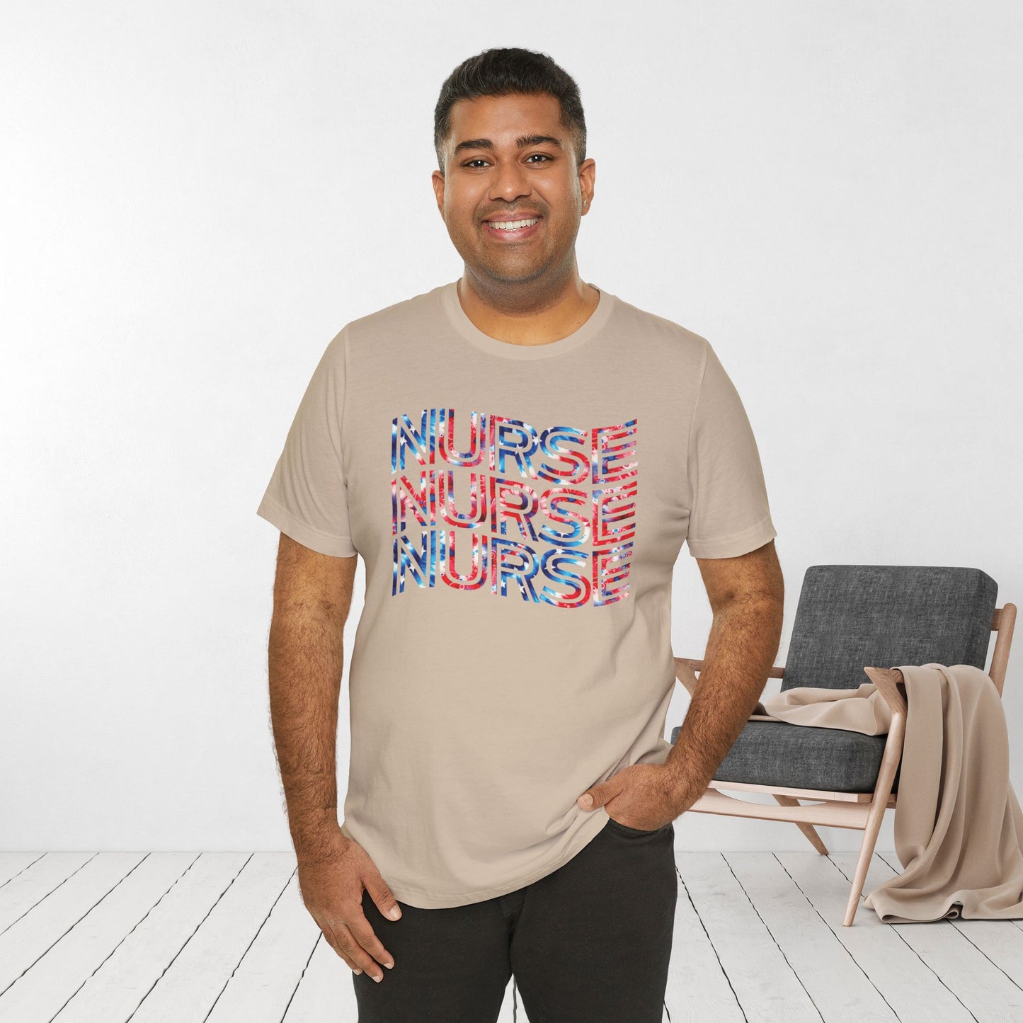 Wavy Patriotic Nurse Shirt - 4th of July Nurse Soft Cotton Tee