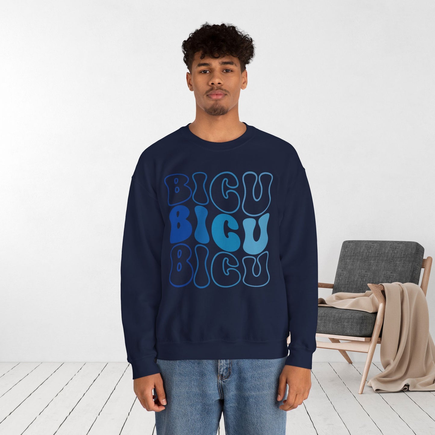 Groovy Blue BICU Sweatshirt - Burn ICU Nurse Sweater