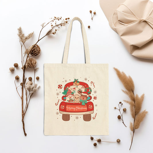 Merry Christmas Retro Christmas Canvas Tote Bag - Best Christmas Gift