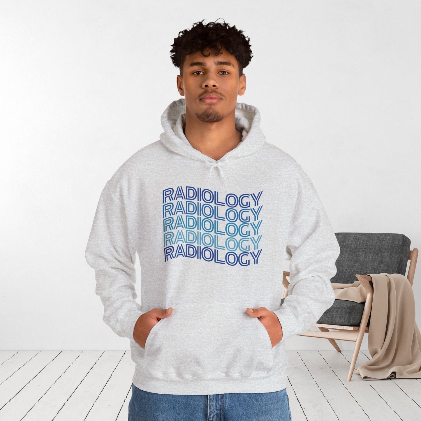 Wavy Blue Radiology Hoodie for RAD Technician