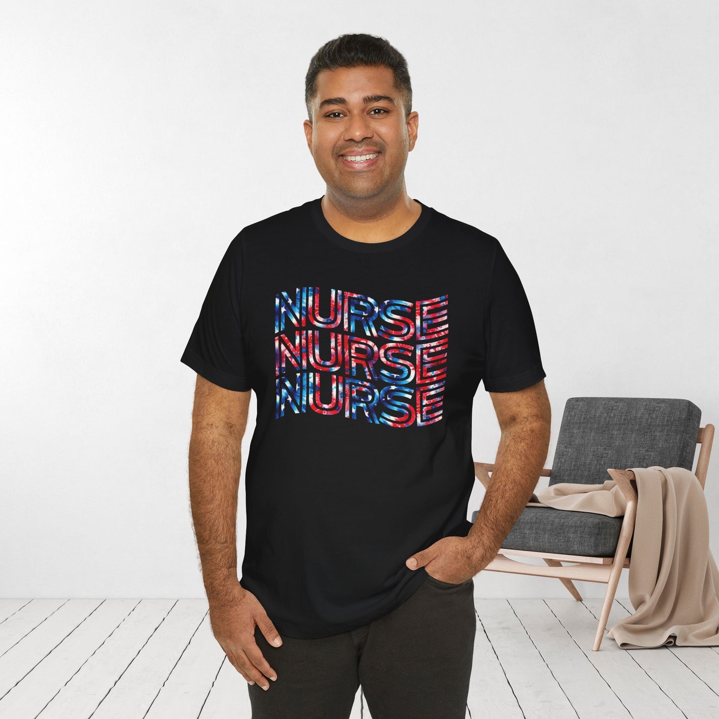 Wavy Patriotic Nurse Shirt - 4th of July Nurse Soft Cotton Tee