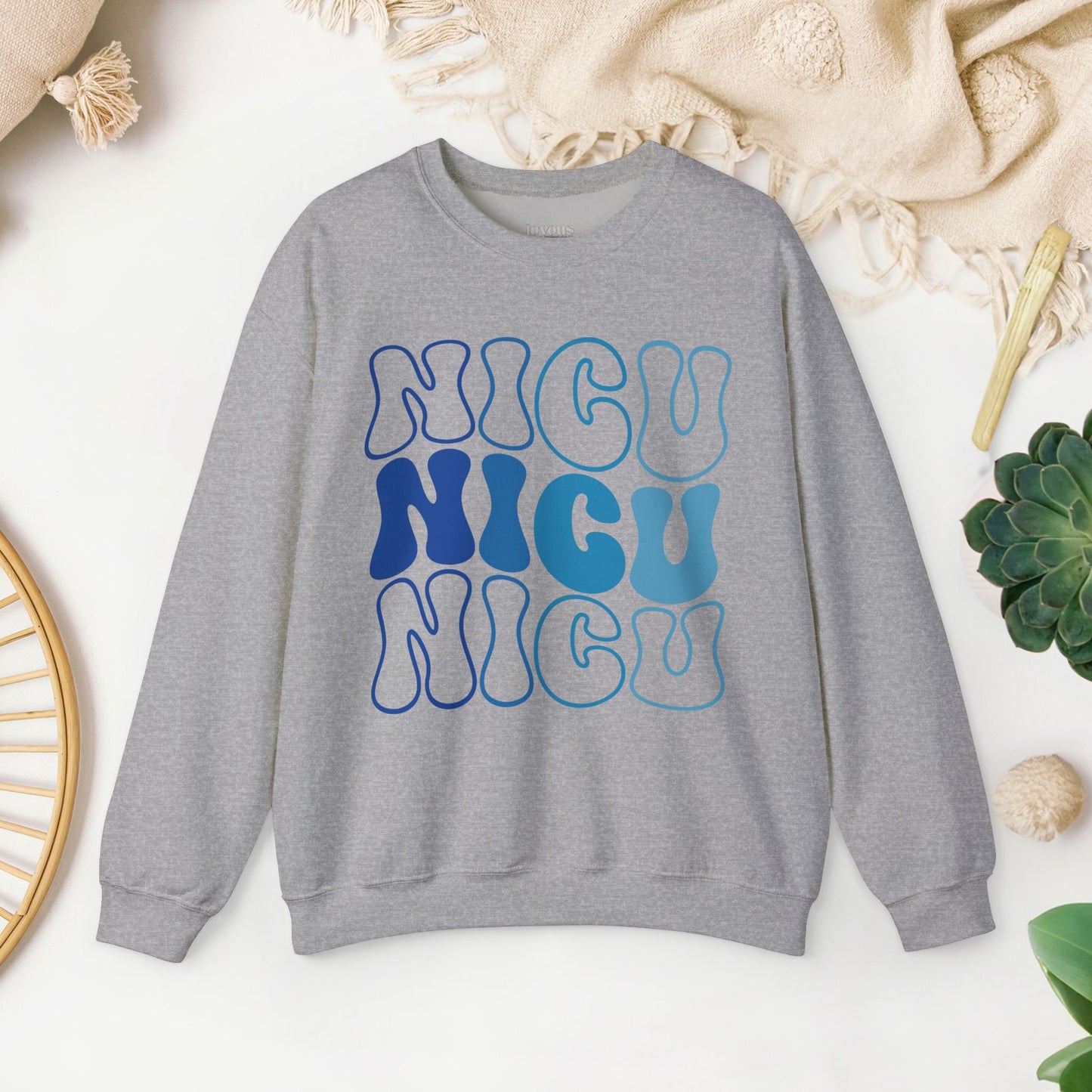 Groovy Blue NICU Sweatshirt - Neonatal ICU Nurse Sweater