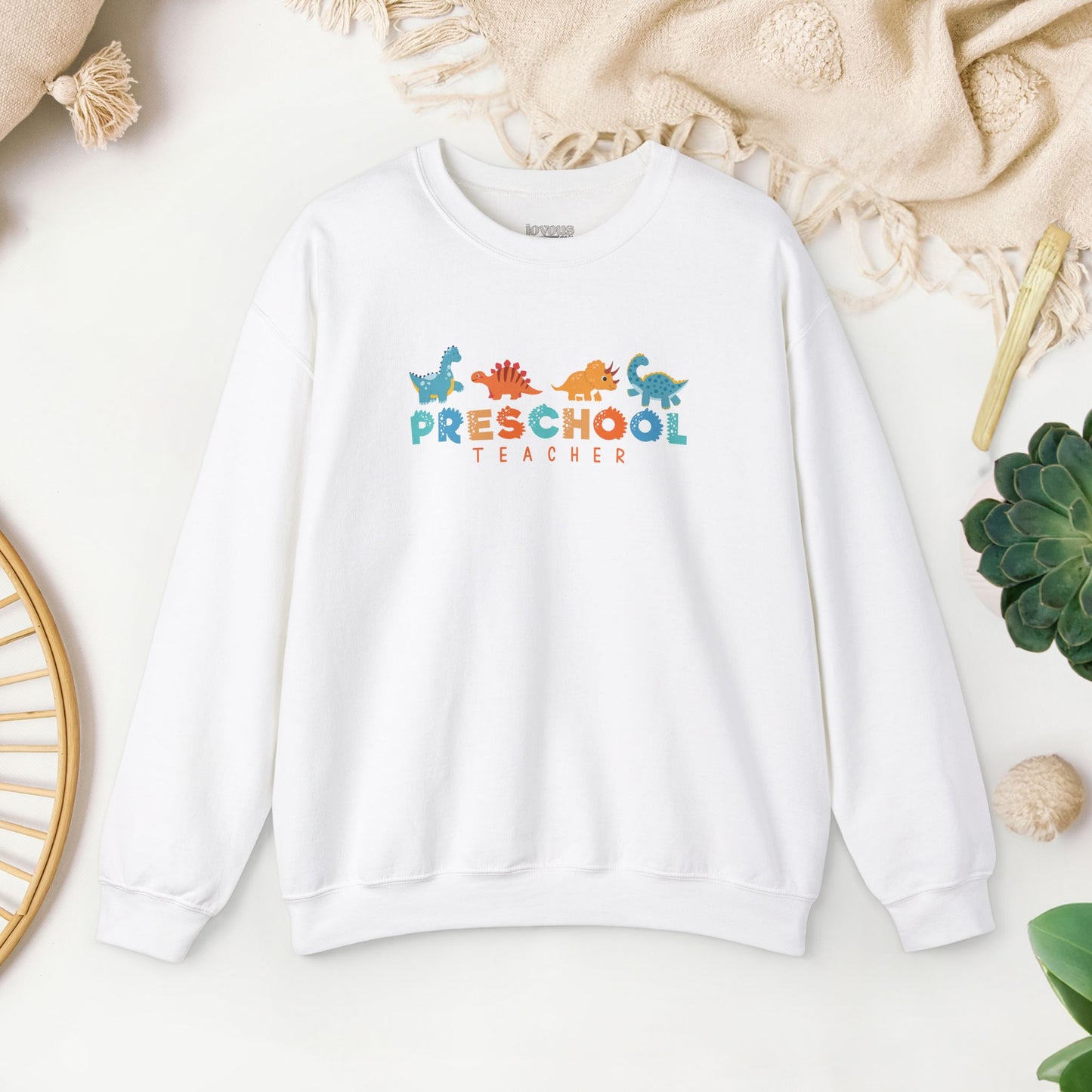 Preschool Teacher Sweatshirt with Cute Dinosaurs