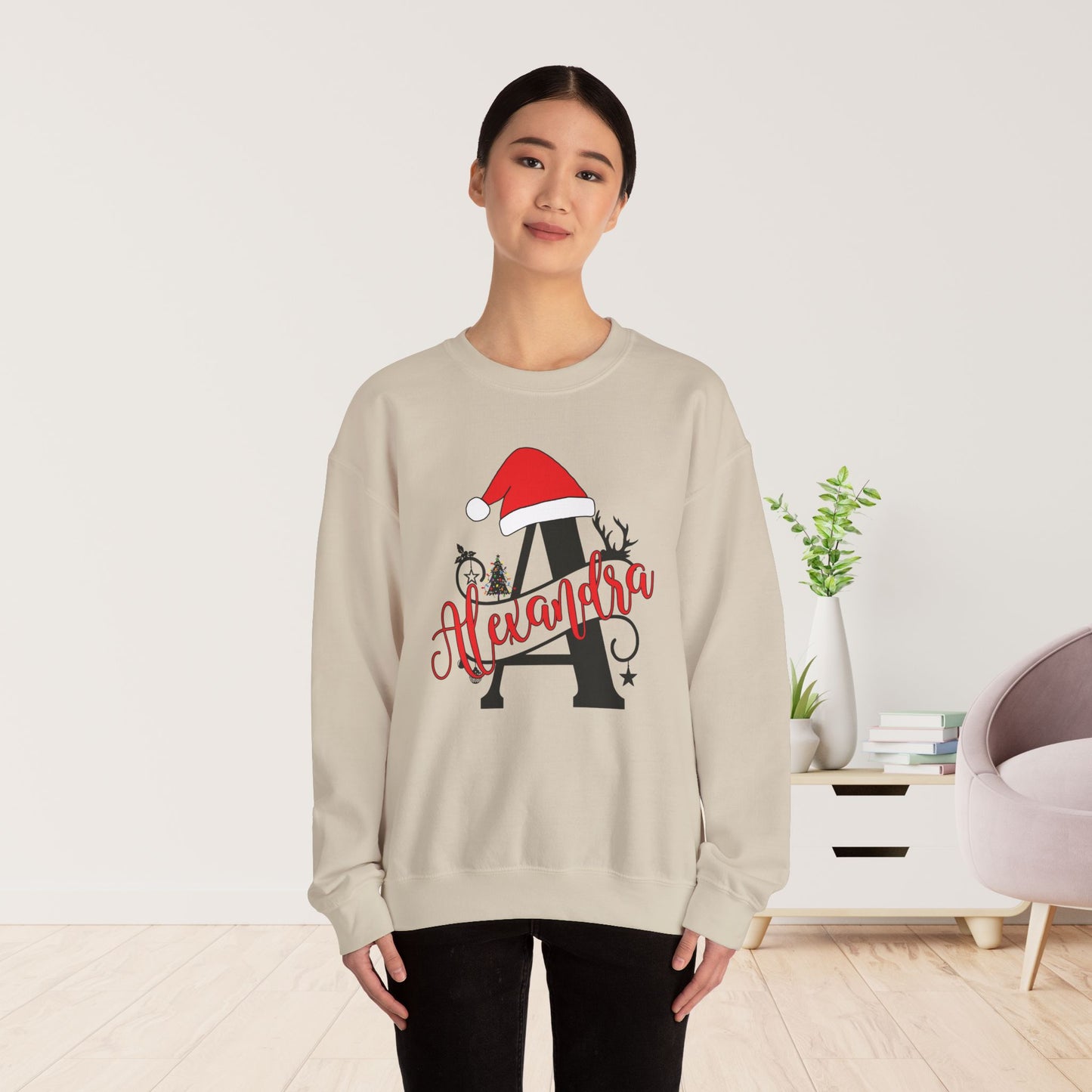 Personalized Christmas Monogram Sweatshirt with First Name - Custom Christmas Gifts