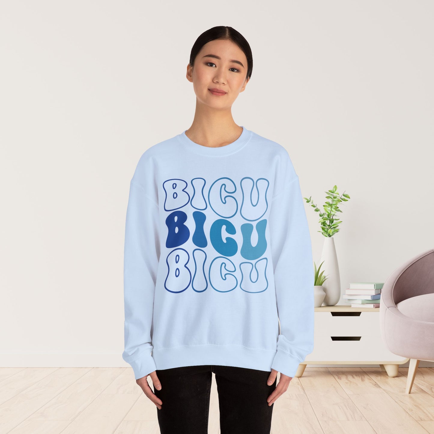 Groovy Blue BICU Sweatshirt - Burn ICU Nurse Sweater