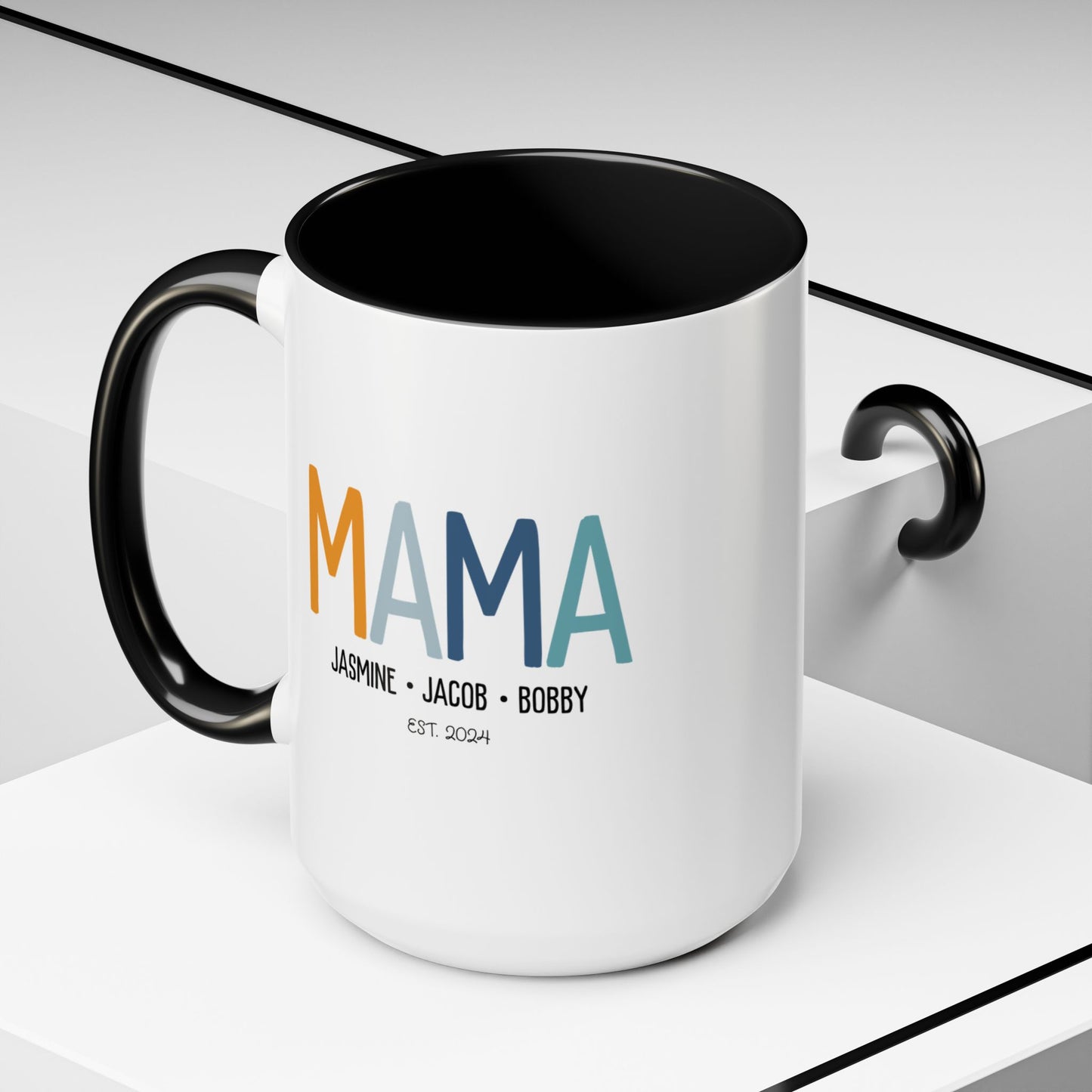 Personalized Mama Coffee Mug with Kids Names - Custom Mom Gifts for Mother's Day